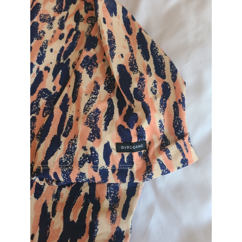 BYRDGANG Mens XXL Leopard Print Short Sleeve Golf Polo Shirt Colorful Collar - Picture 14 of 16